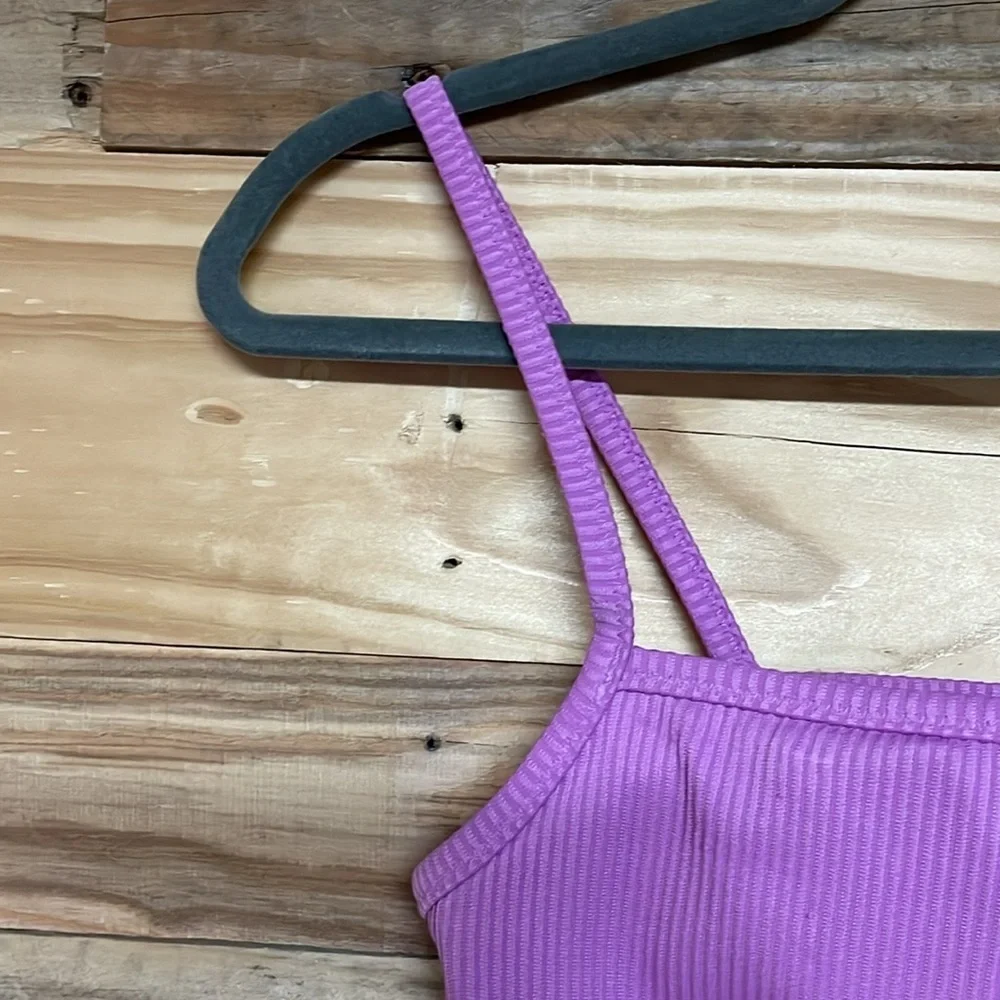 J. Crew size Small Vibrant Purple Ribbed Bikini Top with Hook Closure
